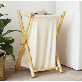 Koš na prádlo vidaXL Koš na prádlo krémově bílý 41,5 x 36 x 63,5 cm bambus [368034]