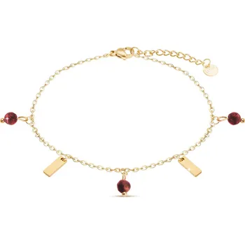 Řetízek biju Řetízek na nohu z chirurgické oceli pozlacený 14k s různě barevnými přívěšky 2002519-2