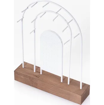 Home Styling Collection Kovový stojan na šperky, dřevěná podložka, 18 x 4,5 cm
