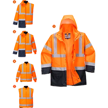 PORTWEST Bunda HiVis Executive 5v1 Velikost: 3XL, Barva: oranžová-námořní modrá