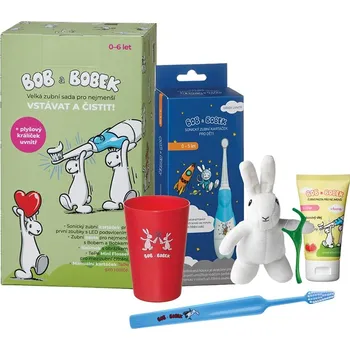 Kosmetická sada Bob a Bobek velká zubní sada pro nejmenší s modrým sonickým kartáčkem