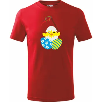 Dětská móda ON-DESIGN Velikonoční dětské TRIČKO s KUŘETEM Velikost: 146 cm/10 let, Barva: červená