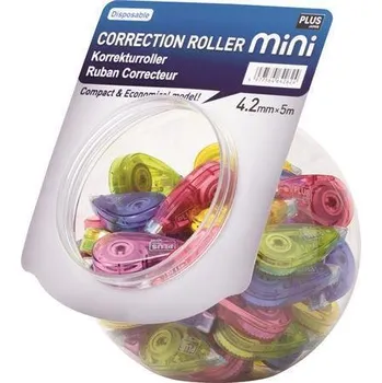 Korekční prostředek Korekční roller, displej/50ks, mix barev, 5 mm x 6 m, mini, PLUS 51660