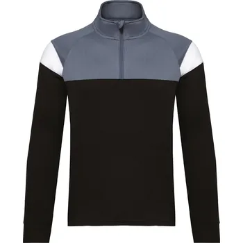 Chlapecká mikina KARIBAN Dětská tréninková mikina s 1/4 zipem PA388 Velikost: 8-10 let, Barva: černá-šedá