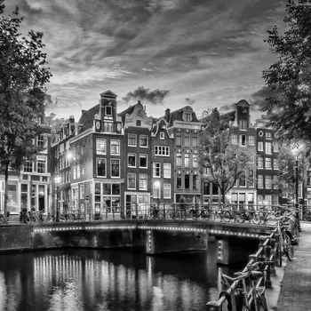 Plakát Plakát, Obraz - AMSTERDAM Idyllic impression from Singel | Monochrome, Melanie Viola