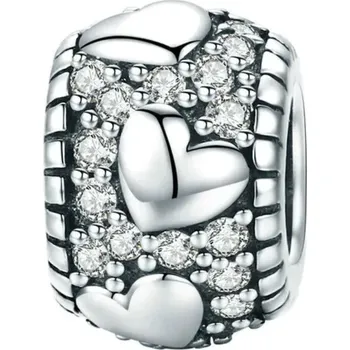 Přívěsek NUBIS® Stříbrný přívěšek korálek se srdíčky - NB-8213