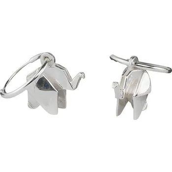 Náušnice Oriental stříbrné náušnice kroužek, Origami Elephant