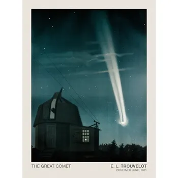 Plakát Plakát, Obraz - The Great Comet of 1881 (Stargazing / Vintage Space Station / Astronomy / Celestial Science Poster) - E. L. Trouvelot