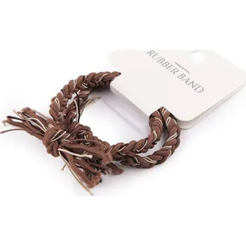 Gumičky do vlasů / náramky splétané sada, barva 3 hnědá