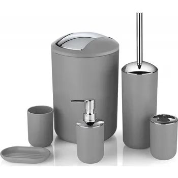 Sada koupelnových doplňků Sada koupelnových doplňků Flores - 6 kusů - šedá