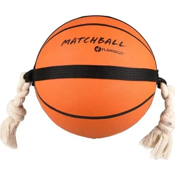 Hračka pro psa Hračka FLAMINGO - Matchball basketbalový míč s provazy 23,5cm