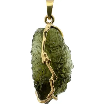 Přívěsek Vltavín Moldavite Zlatý přívěsek s vltavínem 2,650 g