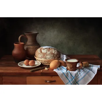 Plakát Plakát, Obraz - With bread and milk, Tatyana Skorokhod