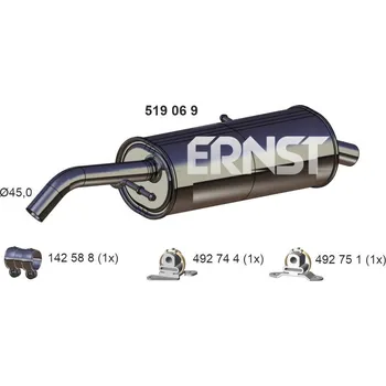 Výfukový systém Zadní tlumič výfuku ERNST 519069