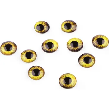 Skleněné oči k nalepení Ø10 a 12 mm, barva 2 (10 mm) žlutá