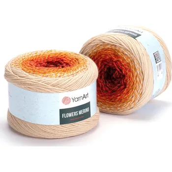 Příze Yarn Art příze Flowers Merino 542 hnědá, cihlově červená, rezavá, béžová