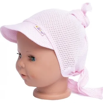 Kojenecký body Dětský síťkovaný šátek s kšiltem na zavazování Uzlík Baby Nellys, růžový, vel. 92/104, Velikost koj. oblečení 92-104 (2-3r)