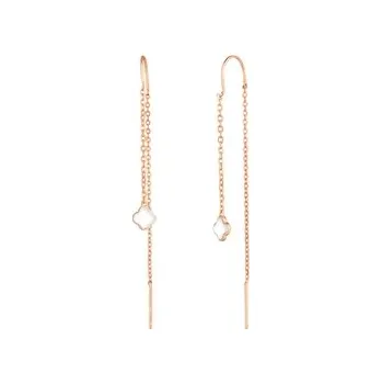 Náušnice Stříbrné pozlacené řetízkové náušnice se čtyřlístky STNAU1820f