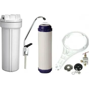 Ochranný vodní filtr Filtr 10" na chlor, pesticidy a chuť, aktivní uhlí Sada na připojení pod kuchyňskou linku: Bez sady