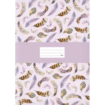 Sešit Sešit 444, školní, RŮŽOVÝ S PEŘÍČKY, A4, 40str/ s linkami, 1 kus