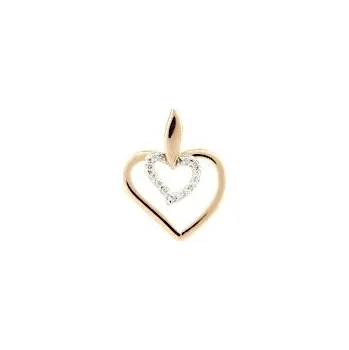 Přívěsek Přívěsek růžové zlato Srdce v srdci s brilianty