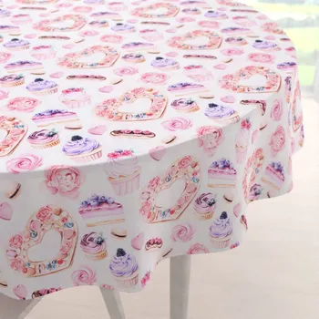 ubrus Dekorační kulatý ubrus PML-037 Růžová cukrárna Ø 100 cm