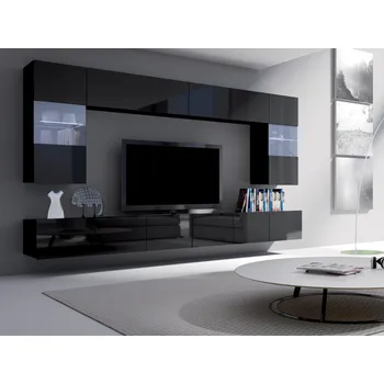 Obývací stěna ArtGiB Obývací stěna CALABRINI I | černá/černý lesk