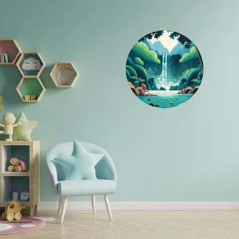 Samolepící dekorace Kruhová samolepka na zeď "Vodopád" 60cm