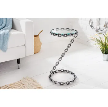 Konferenční stolek Designový příruční stolek Chain 55cm sklo