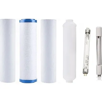 Ochranný vodní filtr Sada filtrů 10" k RO 5µm+uhlík+1µm+AICRO+UV Mineralizace: Bez mineralizace, UV zářivka: 4W 2+2 PIN