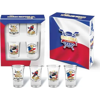 Sklenice Sada panáků World Hockey Championship 2024 35 ml 4 ks transparentní