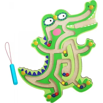 Hračka pro nejmenší Dřevěné magnetické bludiště krokodýl Montessori