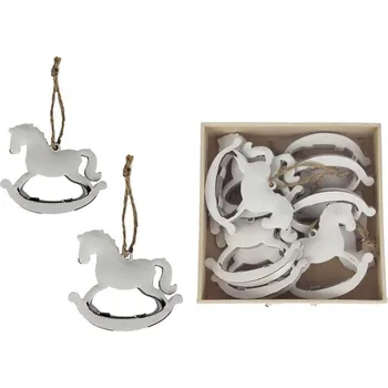 Vánoční dekorace Koníci box 8 ks K2113 - 6,3 x 1,2 x 5,5 cm