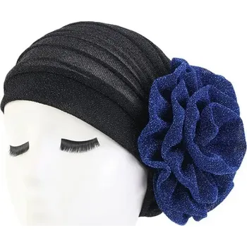 Čepice Turban na hlavu - modrý květ