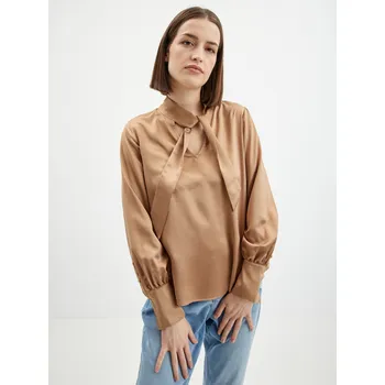 Dámská halenka Orsay Světle hnědá dámská saténová halenka - Dámské Orsay hnědá 2183185