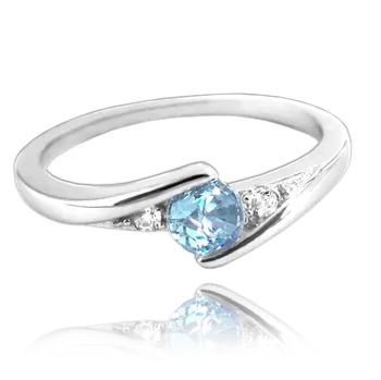 Prsten 0380 MINET Elegantní stříbrný prsten s modrým zirkonem Velikost: 55