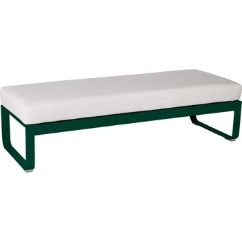 Zahradní lavice Bílá čalouněná lavice Fermob Bellevie 148 cm s tmavě zelenou podnoží