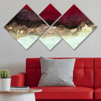 Obraz ASIR Obraz MDF červený a zelený 4 ks