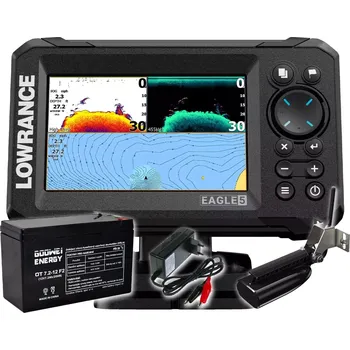 Echolot LOWRANCE EAGLE 5 SE SONDOU 50/200 HDI + baterie a nabíječka ZDARMA