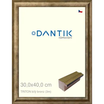 Rám na obraz DANTIK rámeček 30x40 | TRITON bílý bronz (Plexi Čiré) (Vyrobeno s láskou u nás v DANTIKU)