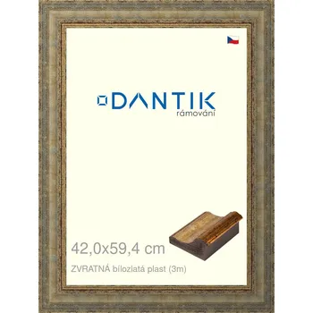 Rám na obraz DANTIK rámeček 42x59,4 | ZVRATNÁ bílozlatá plast (Plexi Čiré) (Vyrobeno s láskou u nás v DANTIKU)