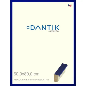 Rám na obraz DANTIK rámeček 60x80 | PERLA modrá lesklá vysoká (Plexi Čiré) (Vyrobeno s láskou u nás v DANTIKU)
