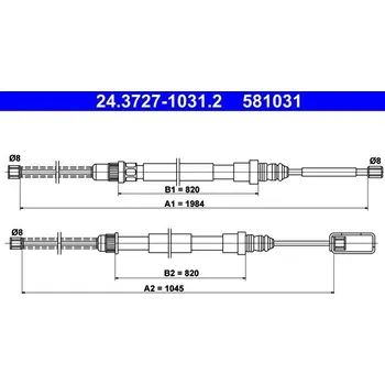 Lanko parkovací brzdy Tažné lanko, parkovací brzda ATE 24.3727-1031.2