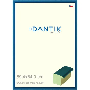 Rám na obraz DANTIK rámeček 59,4x84 | BOX modrá mořená (Plexi Čiré) (Vyrobeno s láskou u nás v DANTIKU)