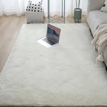 Koberec Koberec do obýváku měkký chlupatý - BÍLÝ,100 x 160 cm (39,3 x 63 palců)