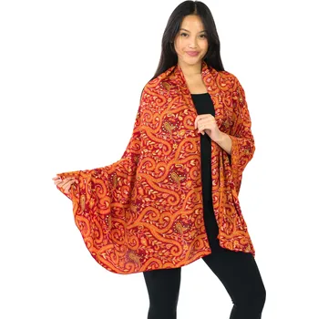 Šátek Himalife Maxi šátek Paisley - oranžová s červenou