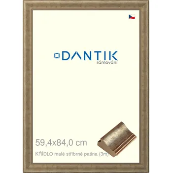 Rám na obraz DANTIK rámeček 59,4x84 | KŘÍDLO malé stříbrné patina (Plexi Čiré) (Vyrobeno s láskou u nás v DANTIKU)