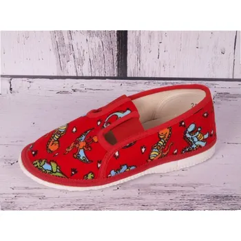 Dívčí bačkory Bačkůrky papučky bačkory HP Čechtín 555 červené s dinosaury velikost: 24