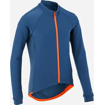 Chlapecká bunda BTWIN Dětská cyklistická bunda 500 8–13 let 10 LET MODRÁ|ORANŽOVÁ