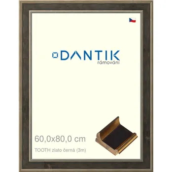 Rám na obraz DANTIK rámeček 60x80 | TOOTH zlato černá (Plexi Čiré) (Vyrobeno s láskou u nás v DANTIKU)